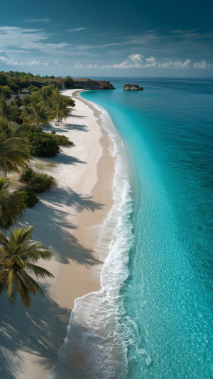 Tropical Paradise Shore - Premium iPhone Lock Screen Wallpaper