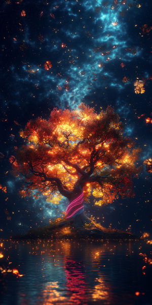 Glowing Tree at Night