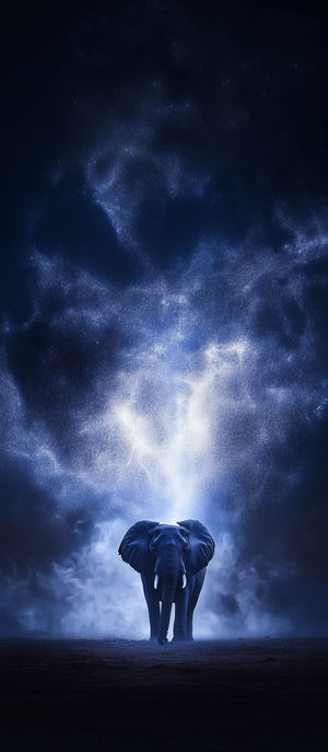 Elephant Under Starry Sky