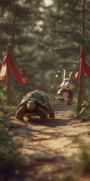 Tortoise Rabbit Race - Premium iPhone Lock Screen Wallpaper
