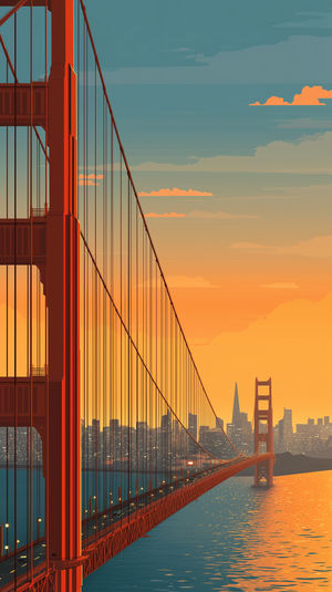 Golden Gate at Sunset - Premium iPhone Lock Screen Wallpaper