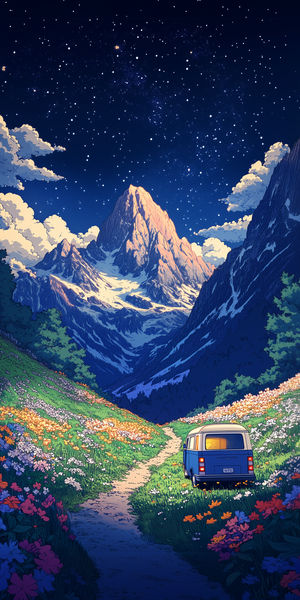 Starry Mountain Escape - Premium iPhone Lock Screen Wallpaper