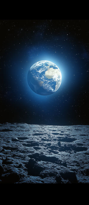 Earthrise Over Lunar Surface