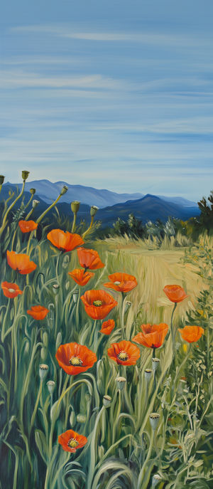Vivid Poppy Fields - Premium iPhone Lock Screen Wallpaper
