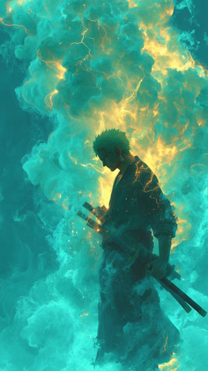 Electric Samurai Aura - Premium iPhone Lock Screen Wallpaper