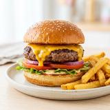 Beef Burger – Double Cheese 1/2 Pound w/ Side Crispy Fries