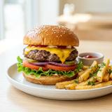 Beef Burger – Single Cheese 1/4 Pound w/ Crispy Fries