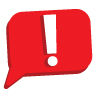 Ikon peringatan berwarna merah dengan tanda seru putih