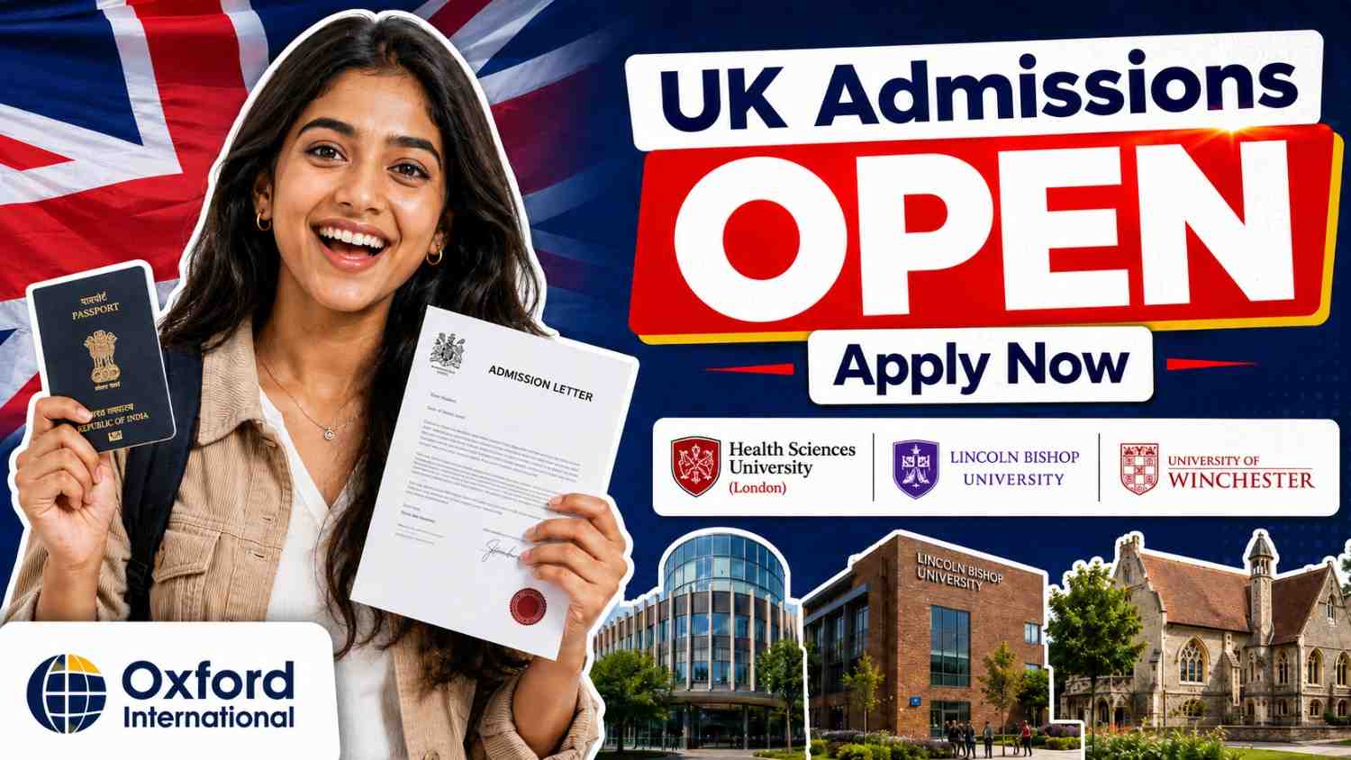 Oxford International Opens September 2026 Intake for Indian Students: Health Sciences University, Lincoln Bishop University, and University of Winchester