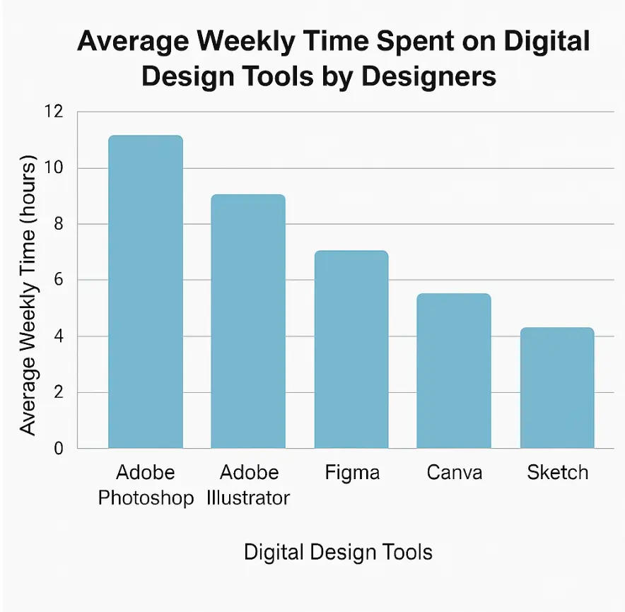 Time spent design tools bar graph — PTE Describe Image practice