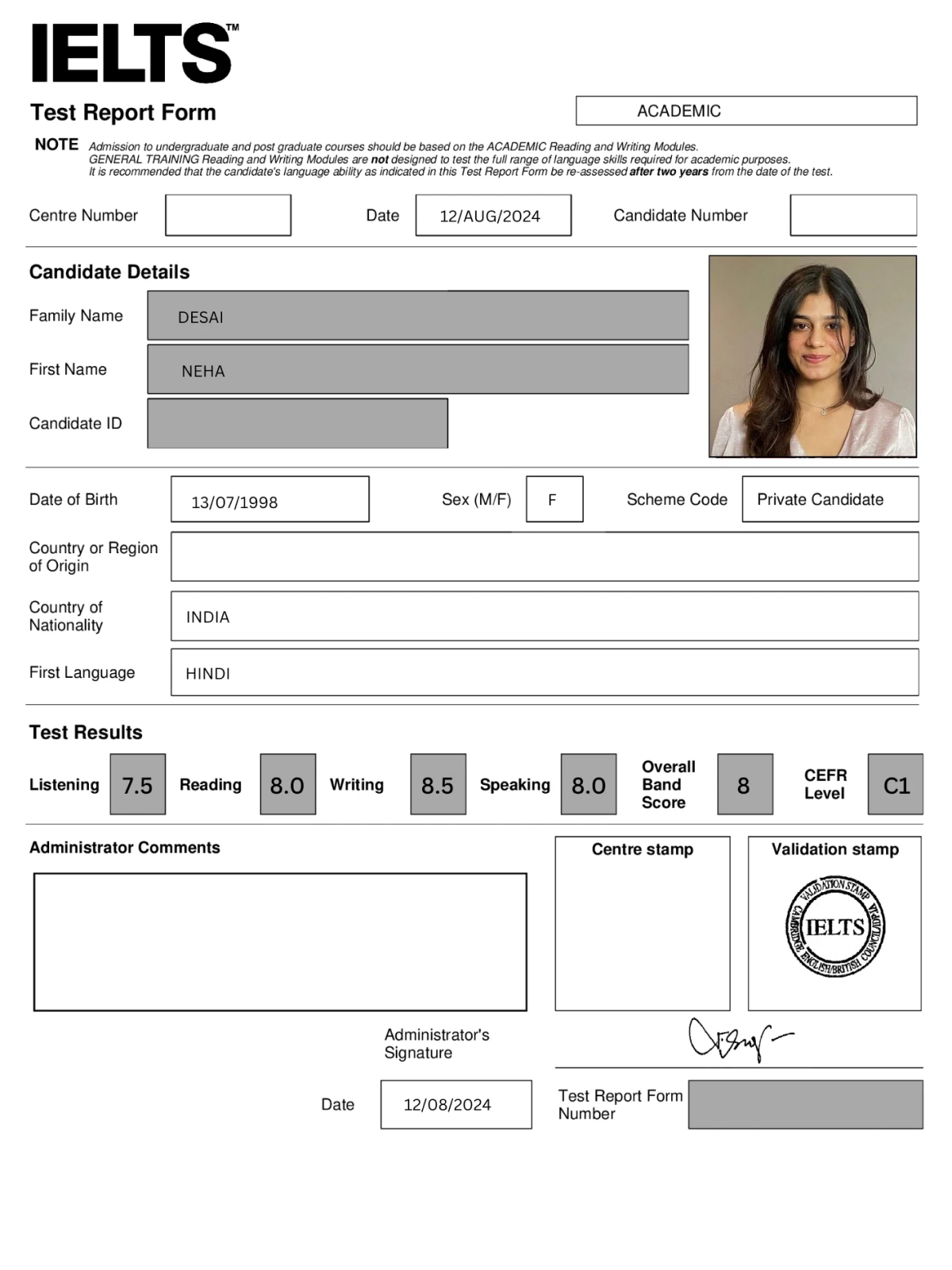 example score card 2