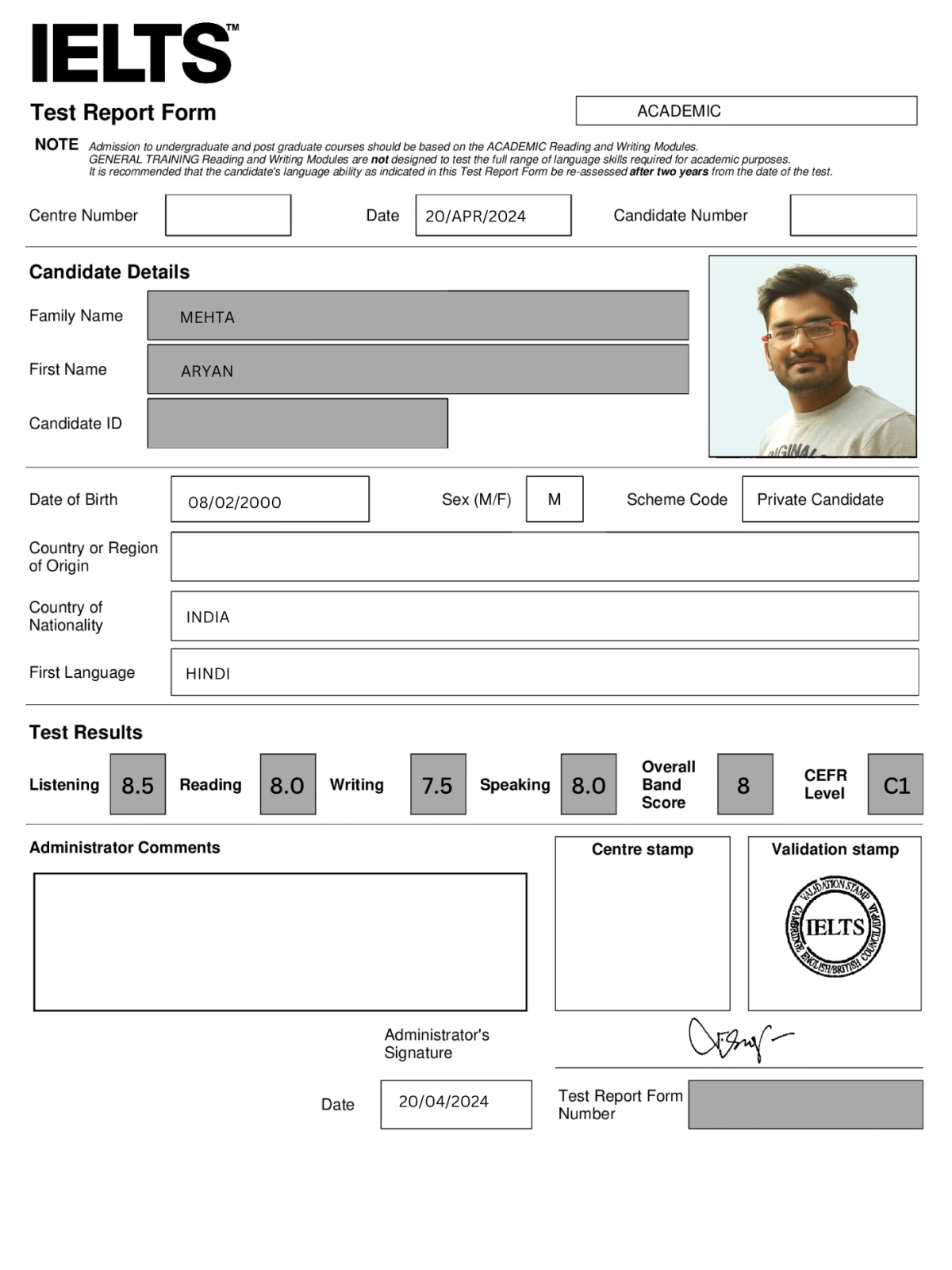 example score card 4