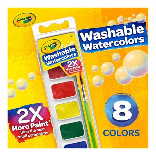 Washable Watercolors, 2 Pack, 8 Colors with Paint Brush, Watercolor Paint  Set, Water Color Painting Kids