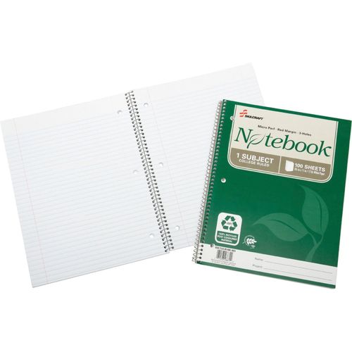 SKILCRAFT Single-Subject Recycled Spiral Notebook - 100 Sheets - Wire ...