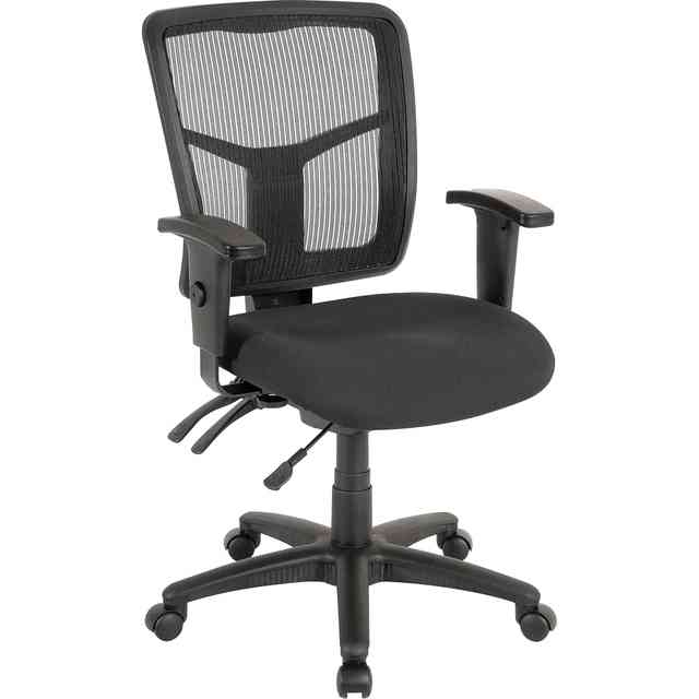 Lorell Ergomesh Swivel Mesh Mid-back Office Chair - Black Fabric Seat - Black Back - Black Frame - 5-star Base - Black - 1 Each Lorell Ergomesh Swivel Mesh Mid-back Office Chair - Black Fabric Seat - Black Back - Black Frame - 5-star Base - Black - 1 Each