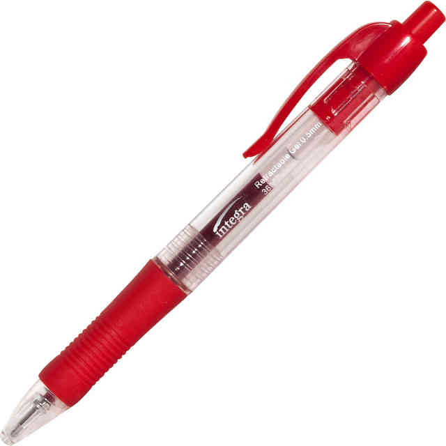 Integra Retractable 0.5mm Gel Pens - Fine Pen Point - 0.5 mm Pen Point Size - Retractable - Red - Red Barrel - Metal Tip - 1 Dozen Integra Retractable 0.5mm Gel Pens - Fine Pen Point - 0.5 mm Pen Point Size - Retractable - Red - Red Barrel - Metal Tip - 1 Dozen