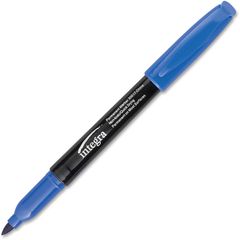 Fine Tip Permanent Marker, Fine Bullet Tip, Blue, Dozen