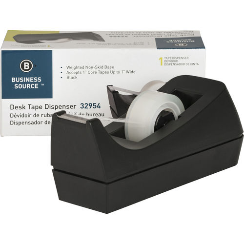 Desktop Tape Dispenser, Weighted Non-Skid Base, 1 Core, Black