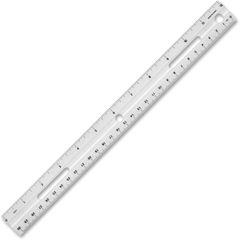 Flat Wood Ruler w/Double Metal Edge, Standard, 12 Long, Clear Lacquer  Finish