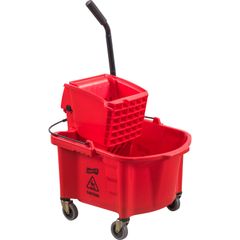 Rubbermaid Commercial WaveBrake 2.0 Bucket/Wringer Combos, Side-Press, 35  qt, Plastic, Red (FG758888RED)