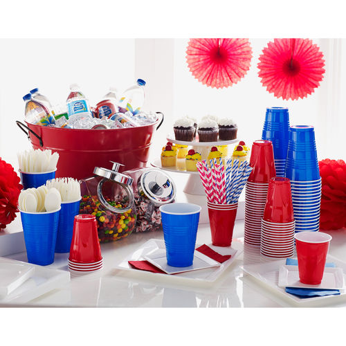Comfy Package 9 Oz Plastic Cups Disposable Drinking Party Cups, Red 50-Pack  