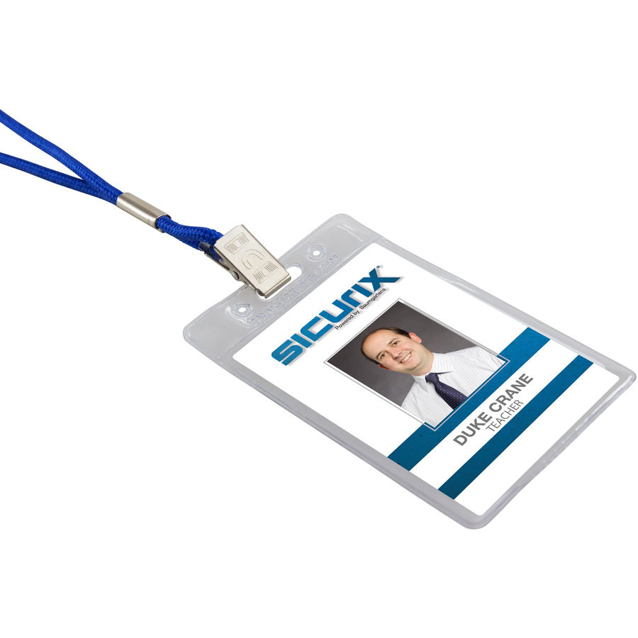 Vinyl Punched ID Badge Holders - Vertical by SICURIX® BAU67825 