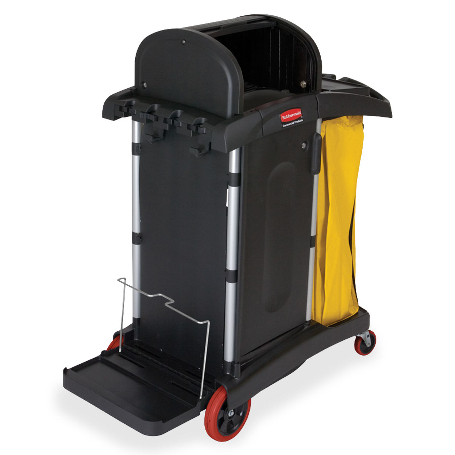 Rubbermaid 1861427 Executive High Security Janitor Cart with Locking Hood  and Cabinets