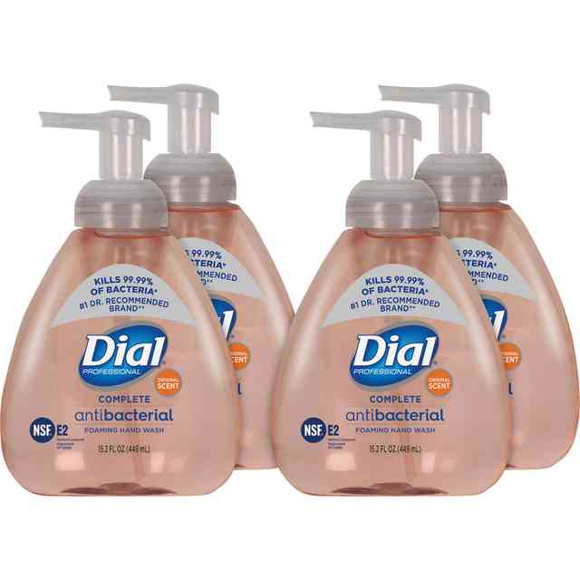 Dial Complete Antibacterial Foaming Hand Wash - Original ScentFor - 15.2 fl oz (449.5 mL) - Pump Bottle Dispenser - Kill Germs - Hand - Antibacterial - Pink - 4 / Carton Dial Complete Antibacterial Foaming Hand Wash - Original ScentFor - 15.2 fl oz (449.5 mL) - Pump Bottle Dispenser - Kill Germs - Hand - Antibacterial - Pink - 4 / Carton
