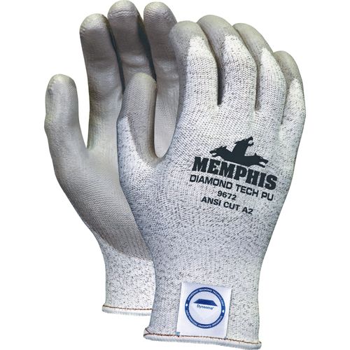 Cut & Abrasion-Resistant Gloves: Size XL, ANSI Cut 3, Polyurethane, Dyneema