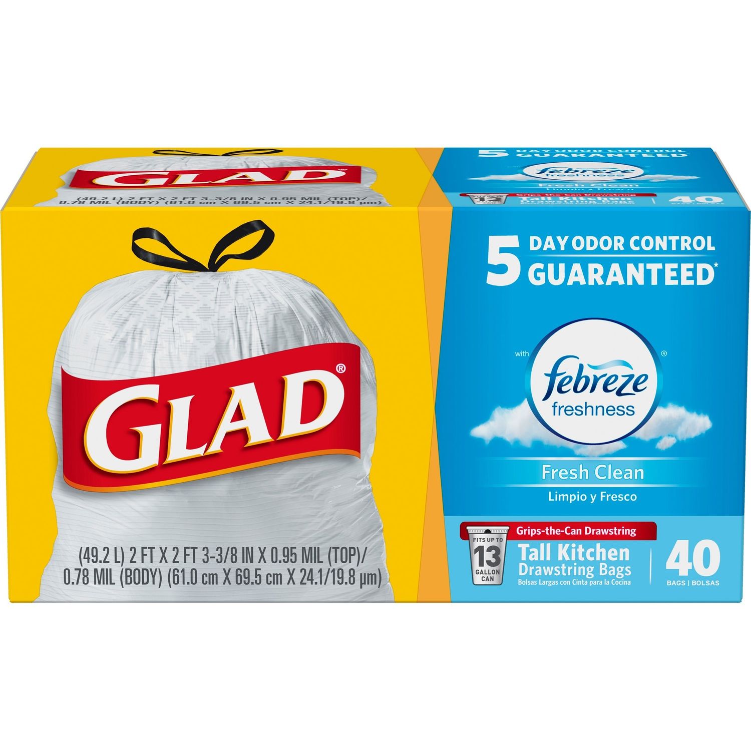 Glad ForceFlex Tall Kitchen Drawstring Trash Bags (78361CT)