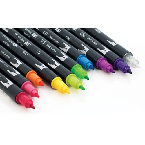 Tombow 56185 ABT Dual Brush Pens, Bright Colors, 10 Pen Set