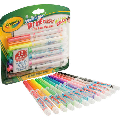 Crayola Dry Erase Fine Line Washable Markers, 12 Count