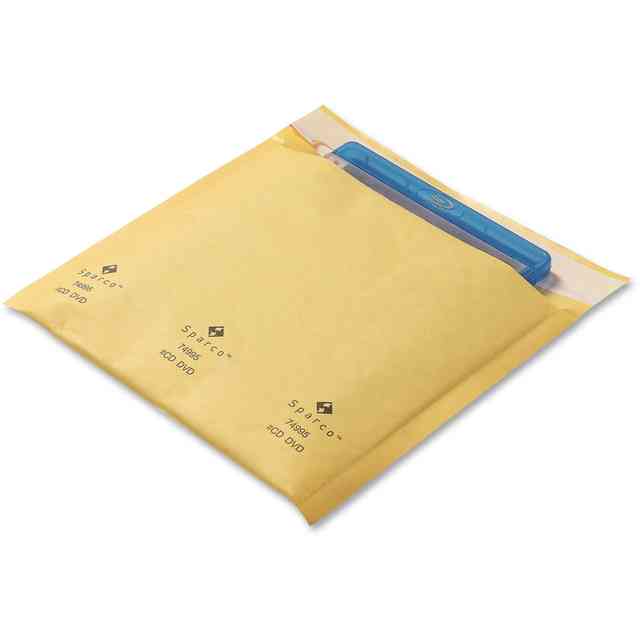 CD/DVD Cushioned Mailers, Multipurpose, 7 1/4 Width x 8 Length,  Self-sealing, Kraft, 25 / Pack, Gold