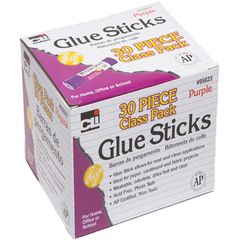 Elmer's Washable School Glue Sticks, 0.24 oz, Applies Purple, Dries Clear,  30/Box (E555)