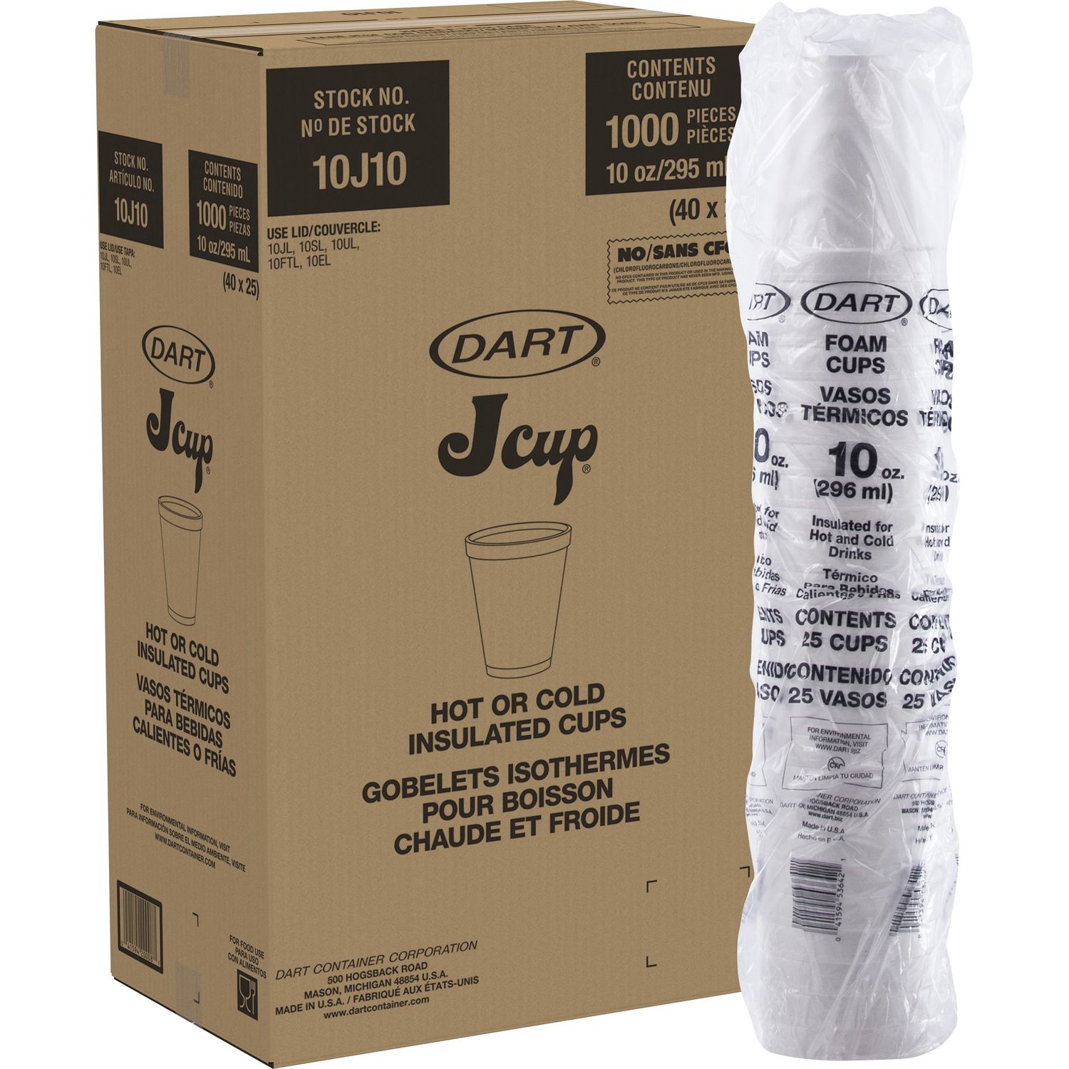 Dart J Cup Foam Hot/Cold Cups, 16 Oz., White, 1000/Carton (16J16)