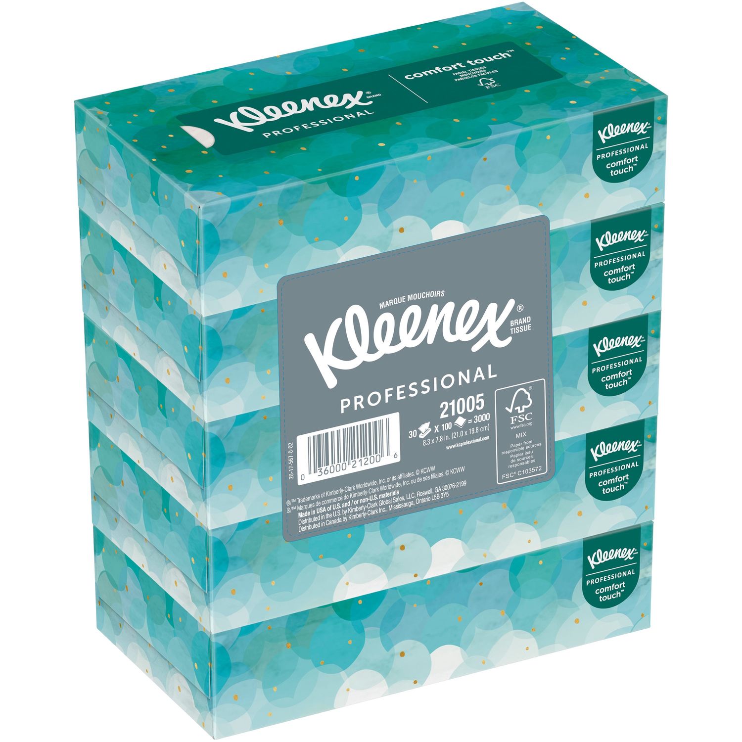 Kleenex, KCC21606BX, Low Profile Box Facial Tissues, 125 / Box, White