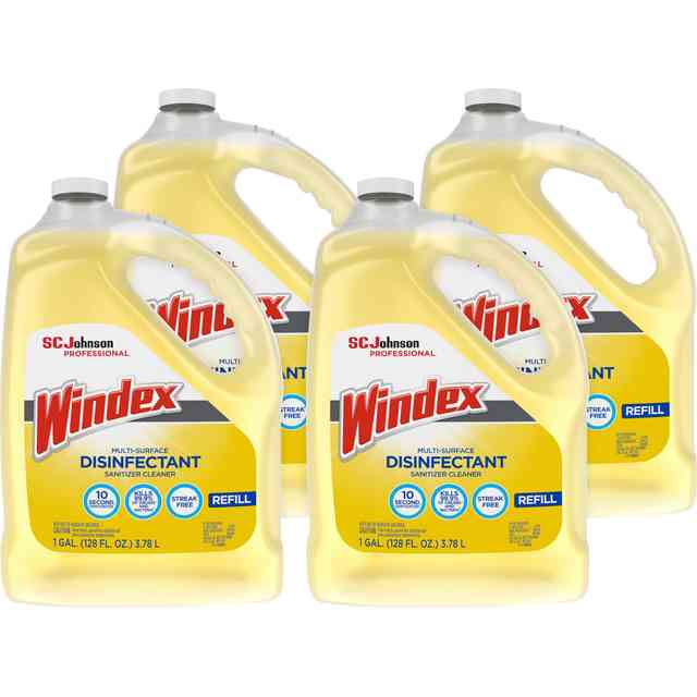 Windex Multi-Surface Disinfectant Sanitizer Cleaner - 128 fl oz (4 quart)Bottle - 4 / Carton - Disinfectant, Residue-free, Anti-bacterial - Yellow Windex Multi-Surface Disinfectant Sanitizer Cleaner - 128 fl oz (4 quart)Bottle - 4 / Carton - Disinfectant, Residue-free, Anti-bacterial - Yellow