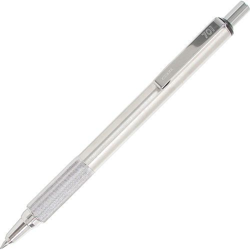 Zebra F-701 Stainless Steel Ballpoint Pen - 0.7 mm - Black Ink