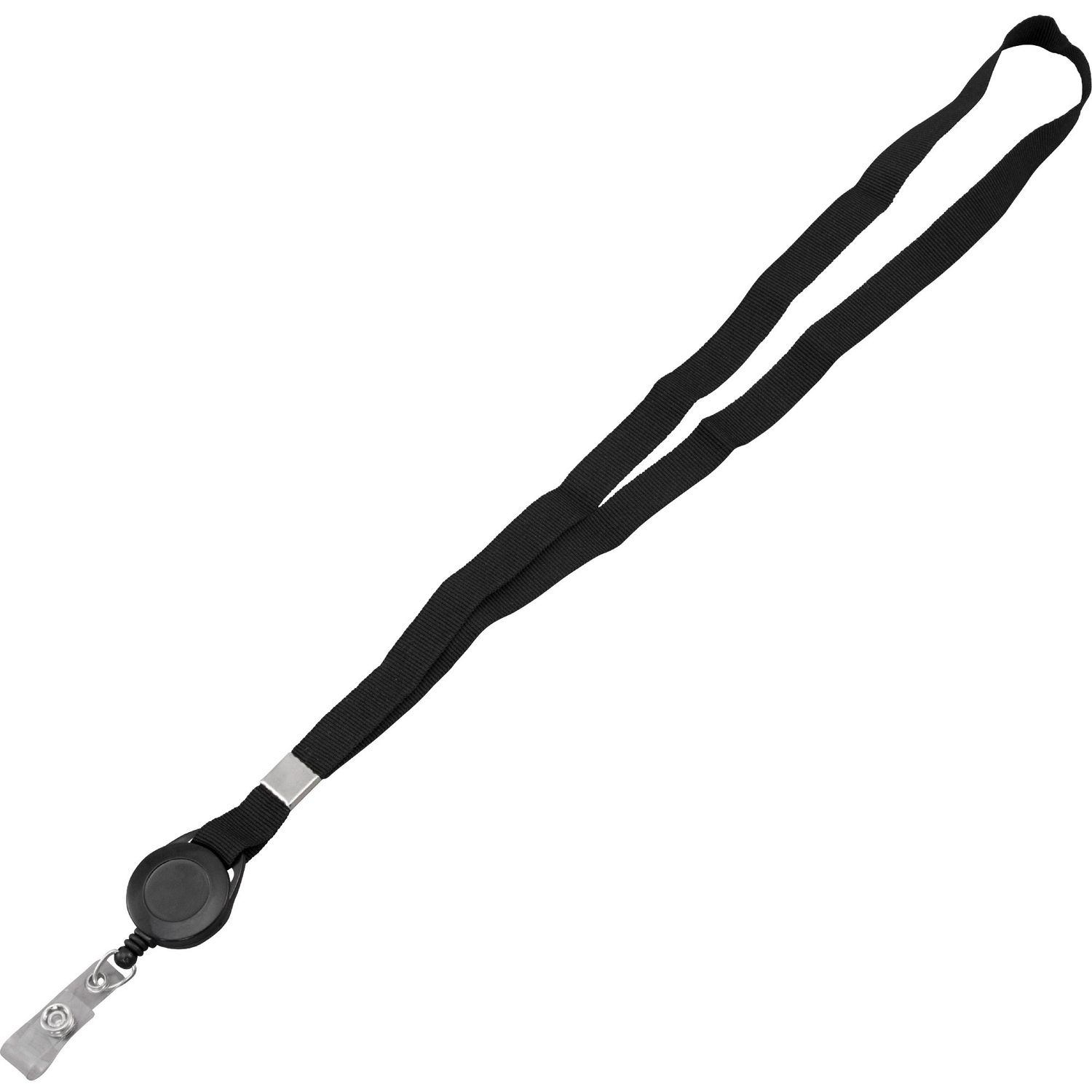 Advantus Clip on Retractable ID Reel with Badge Holder Strap, Black, 25/BX