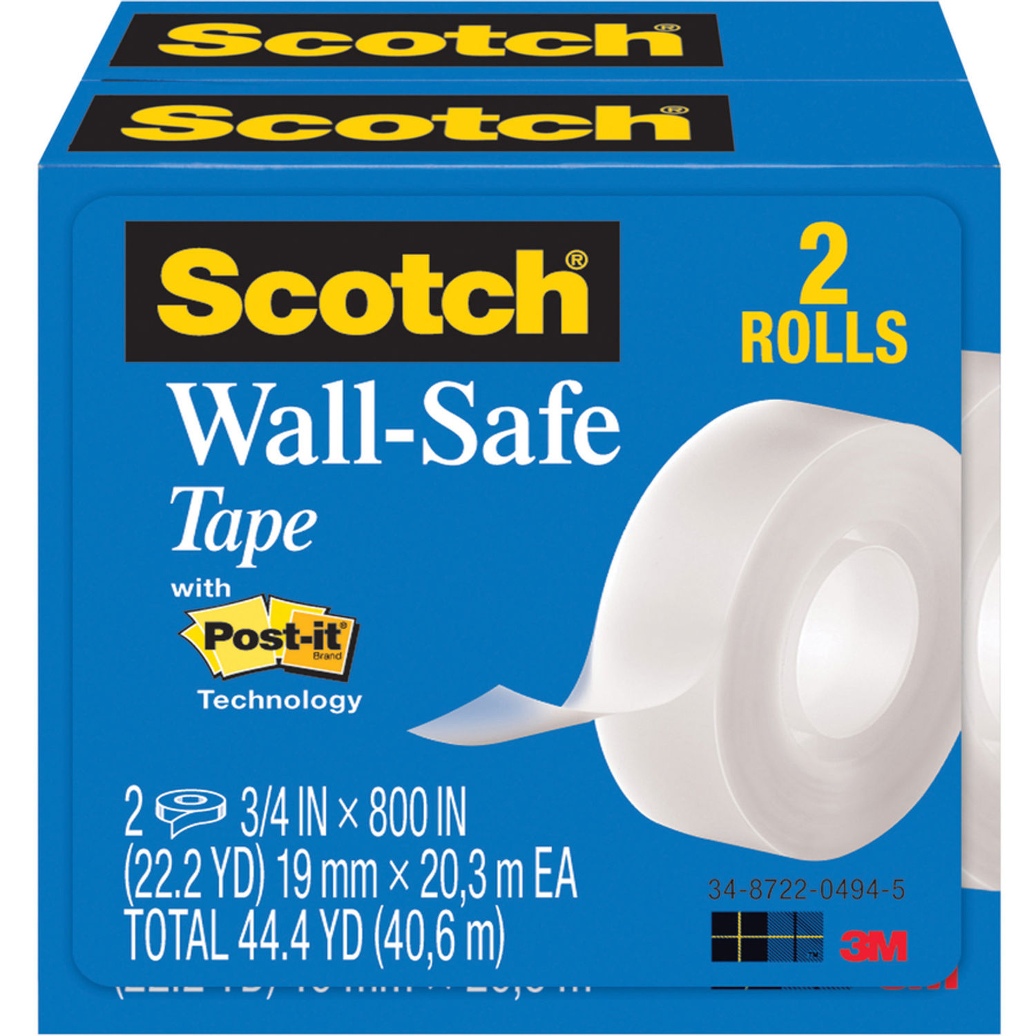 Scotch Scotch Wall-Safe Tape 22.22 yd Length x 0.75 Width - 6