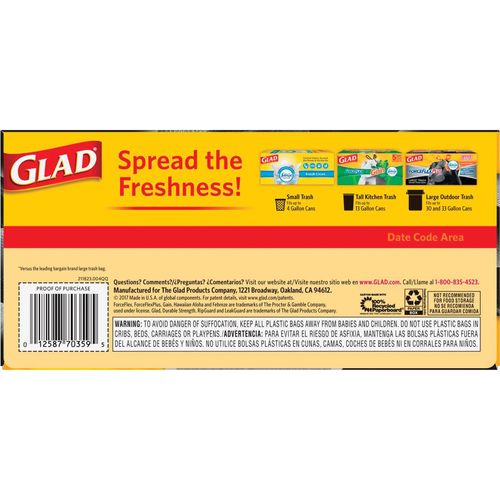 Glad ForceFlexPlus Drawstring Large Trash Bags Large Size 30 gal