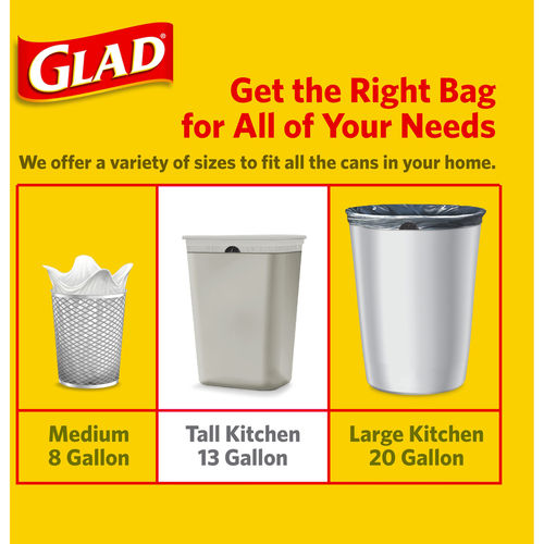 Glad ForceFlex Tall Kitchen Trash Bags, 13 Gallon, 120 Bags (Gain