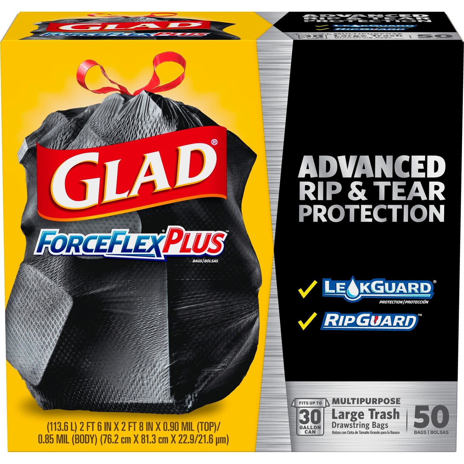 Glad Tall Kitchen Drawstring Trash Bags - ForceFlexPlus Advanced Protection  - CLO79120 