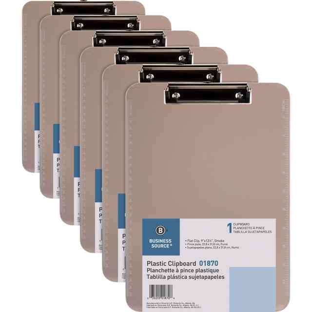 Business Source Flat Clip Plastic Clipboard - 9 Business Source Flat Clip Plastic Clipboard - 9