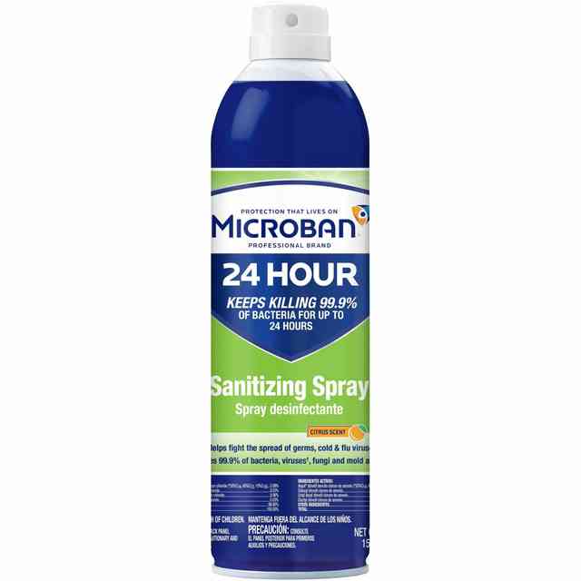 Microban Professional Sanitizing Spray - 15 fl oz (0.5 quart) - Citrus Scent - 6 / Carton - Antimicrobial, Disinfectant - Clear Microban Professional Sanitizing Spray - 15 fl oz (0.5 quart) - Citrus Scent - 6 / Carton - Antimicrobial, Disinfectant - Clear
