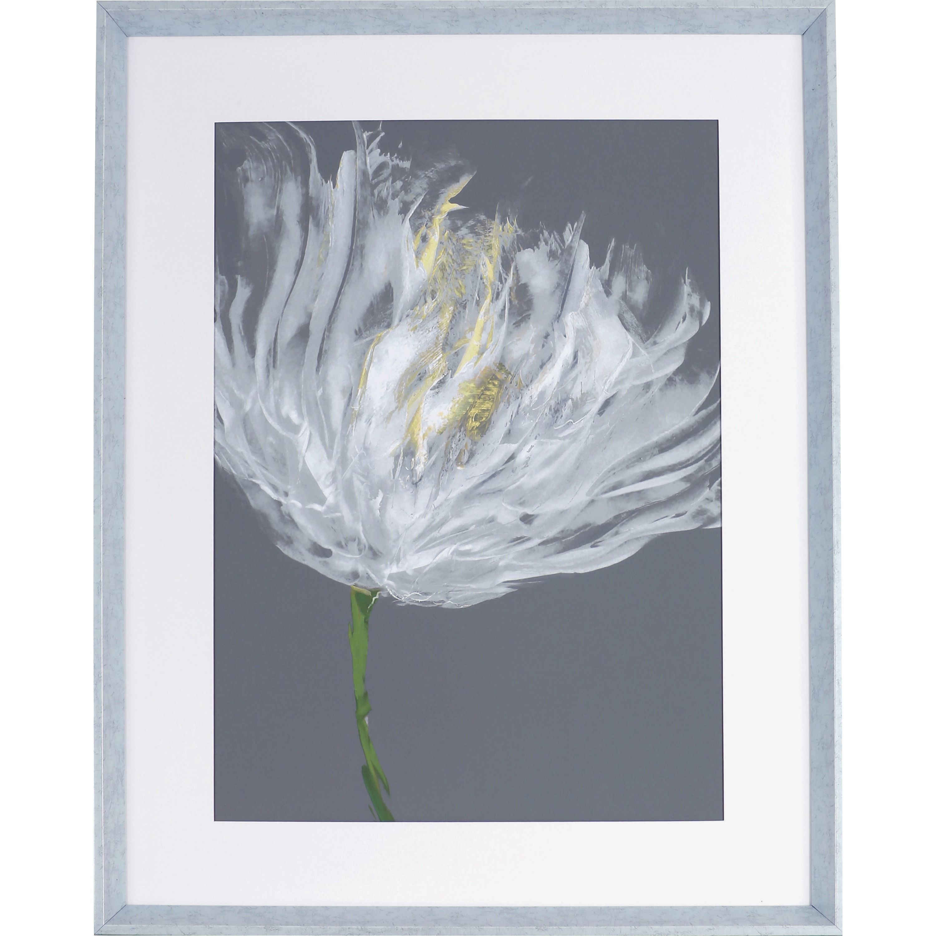 White Flower Design Framed Abstract Art, 27.50