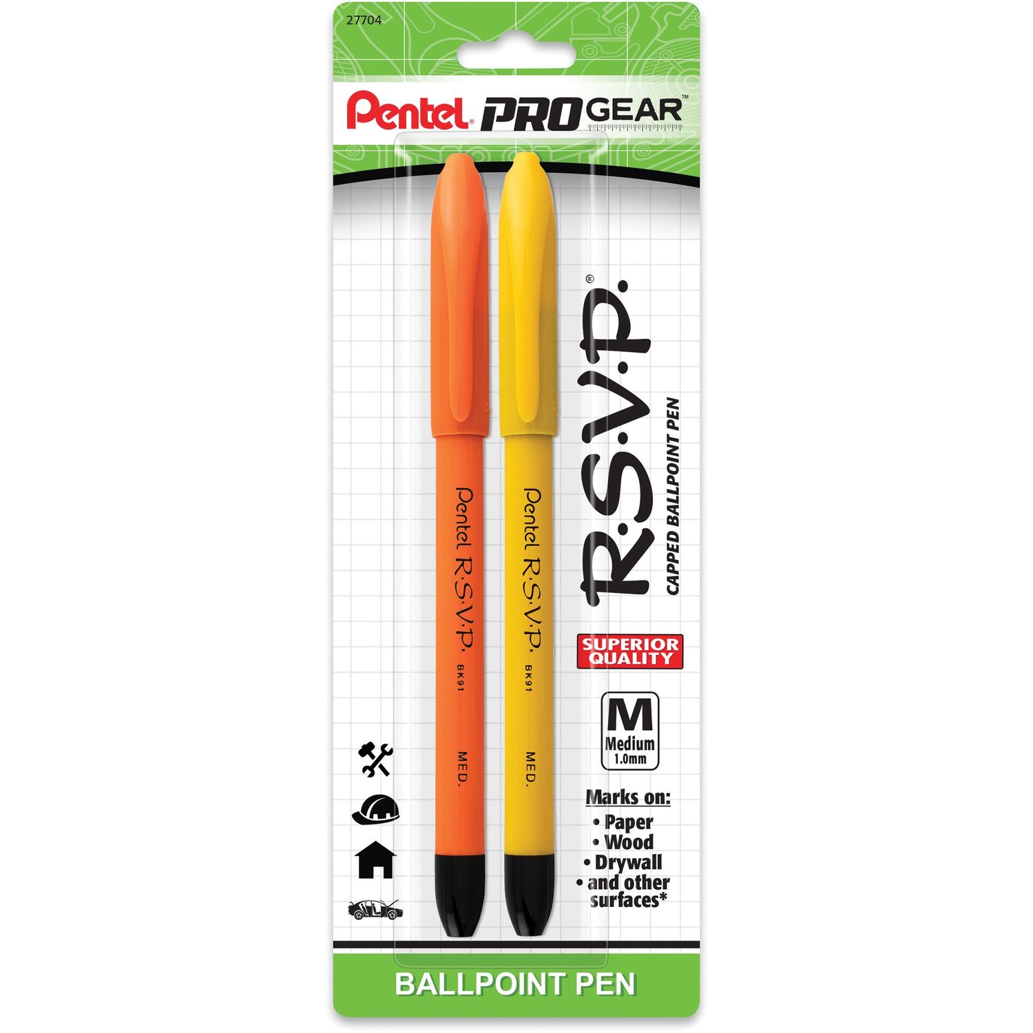 Pentel Rsvp Ballpoint Pen Black 1.0mm 2 Pack 