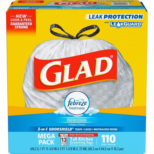 Glad ForceFlex Tall Kitchen Drawstring Trash Bags