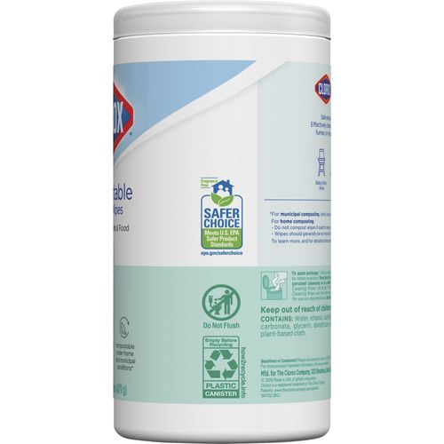 Clorox Cleaning Wipes, Free & Clear, Compostable - 75 wet wipes [1 lb 0.9 oz (479 g)]