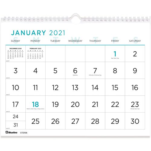 Large Print Wall Calendar by Dominion Blueline, Inc REDC172106 |  OnTimeSupplies.com